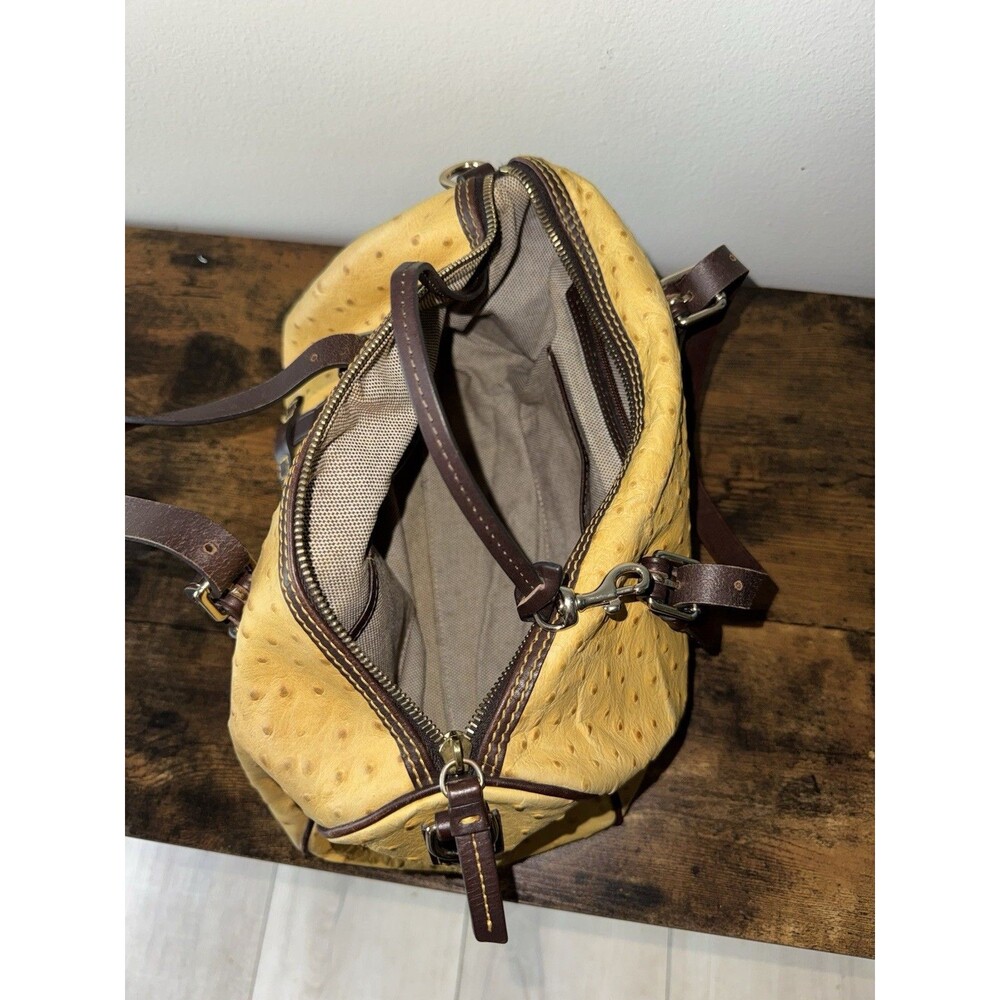 Dooney & Bourke 1975 Ostrich Leather -Yellow Handbag/Purse - Picture 7 of 9